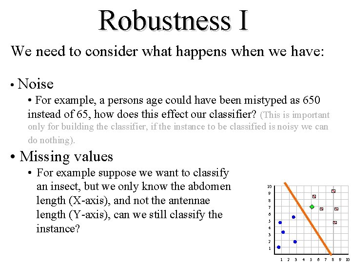Robustness I We need to consider what happens when we have: • Noise • Robustness I We need to consider what happens when we have: • Noise •
