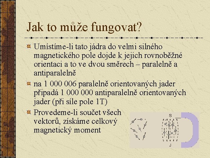 Jak to může fungovat? Umístíme-li tato jádra do velmi silného magnetického pole dojde k Jak to může fungovat? Umístíme-li tato jádra do velmi silného magnetického pole dojde k