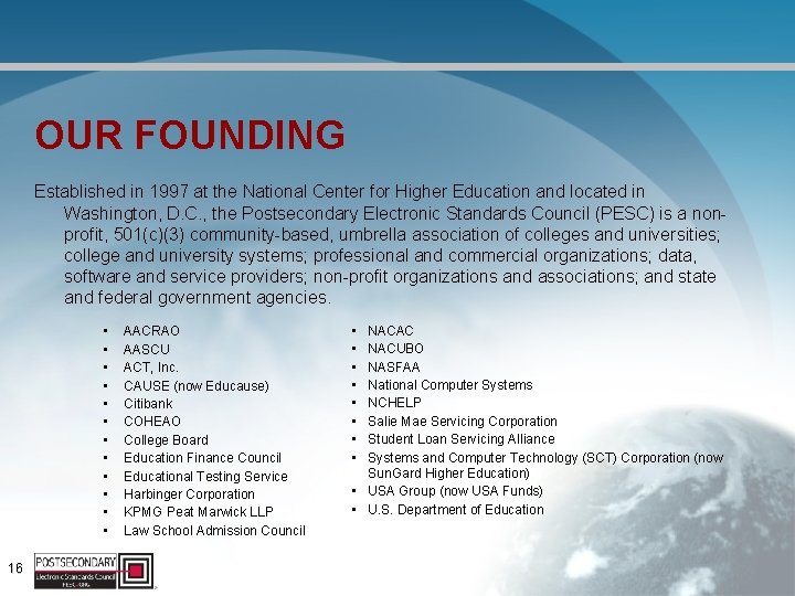 OUR FOUNDING Established in 1997 at the National Center for Higher Education and located