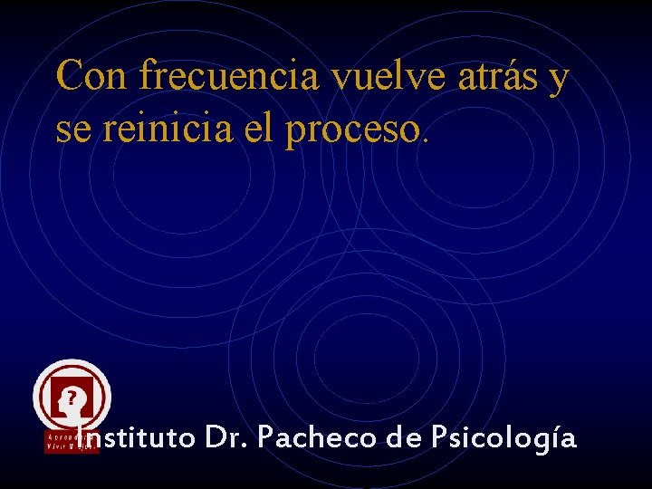 Con frecuencia vuelve atrás y se reinicia el proceso. Instituto Dr. Pacheco de Psicología