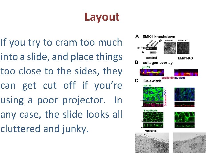 Layout If you try to cram too much into a slide, and place things