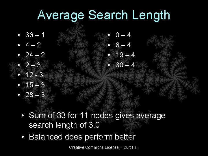 Average Search Length • • 36 – 1 4 – 2 2 – 3 Average Search Length • • 36 – 1 4 – 2 2 – 3