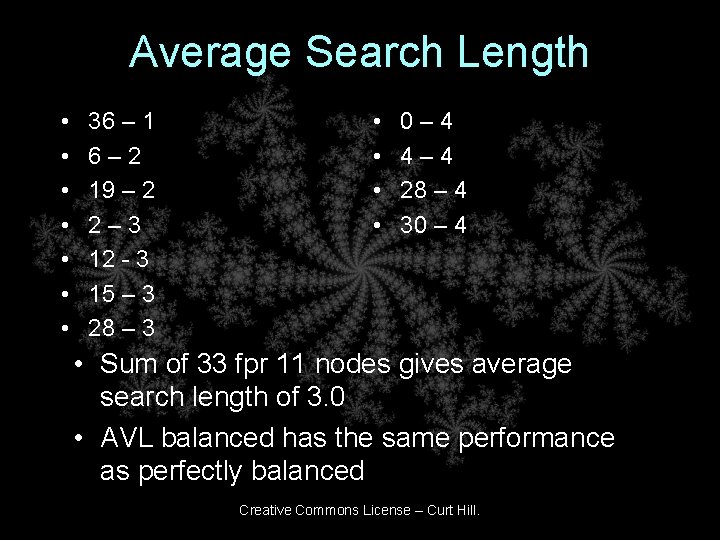 Average Search Length • • 36 – 1 6 – 2 19 – 2 Average Search Length • • 36 – 1 6 – 2 19 – 2