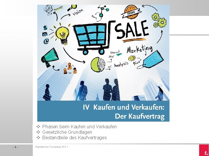 v Phasen beim Kaufen und Verkaufen v Gesetzliche Grundlagen v Bestandteile des Kaufvertrages -1