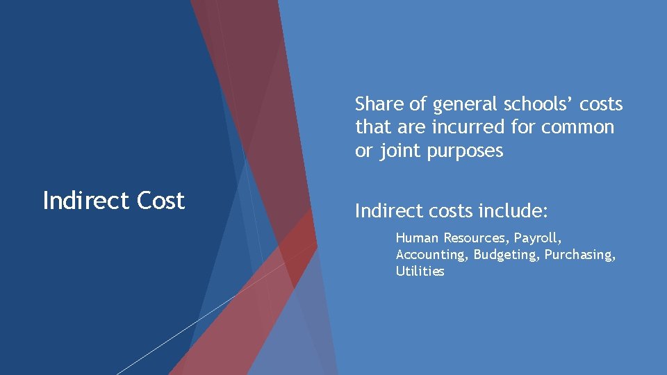  Share of general schools’ costs that are incurred for common or joint purposes