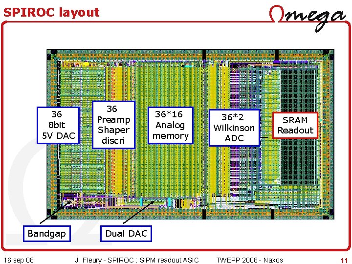 SPIROC layout 36 8 bit 5 V DAC Bandgap 16 sep 08 36 Preamp