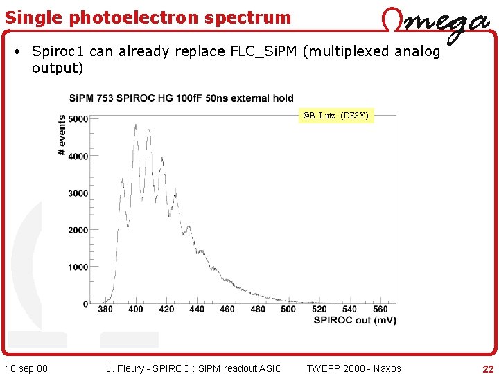 Single photoelectron spectrum • Spiroc 1 can already replace FLC_Si. PM (multiplexed analog output)