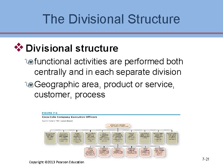 The Divisional Structure v Divisional structure 9 functional activities are performed both centrally and