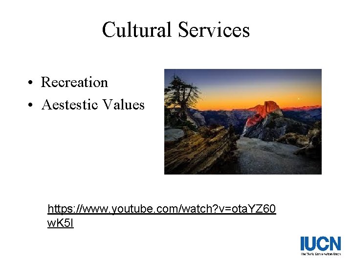 Cultural Services • Recreation • Aestestic Values https: //www. youtube. com/watch? v=ota. YZ 60