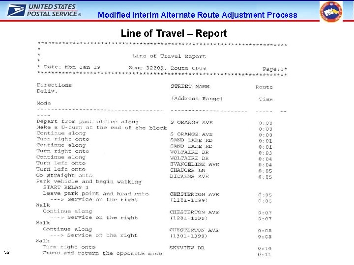 Modified Interim Alternate Route Adjustment Process Line of Travel – Report 56 