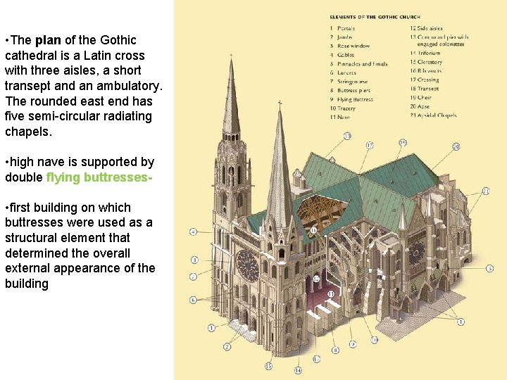  • The plan of the Gothic cathedral is a Latin cross with three