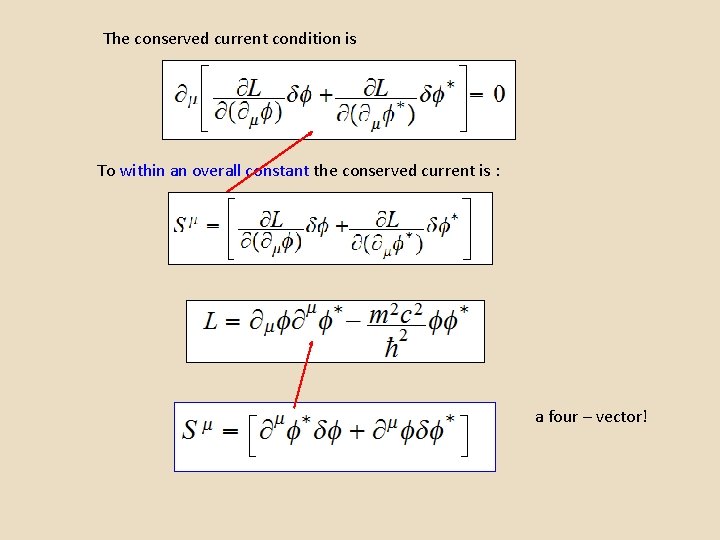 The conserved current condition is To within an overall constant the conserved current is