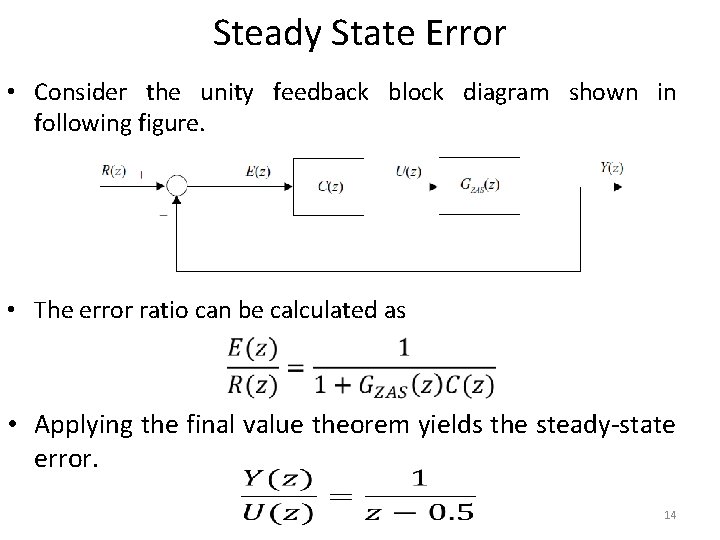 Steady State Error • Consider the unity feedback block diagram shown in following figure.