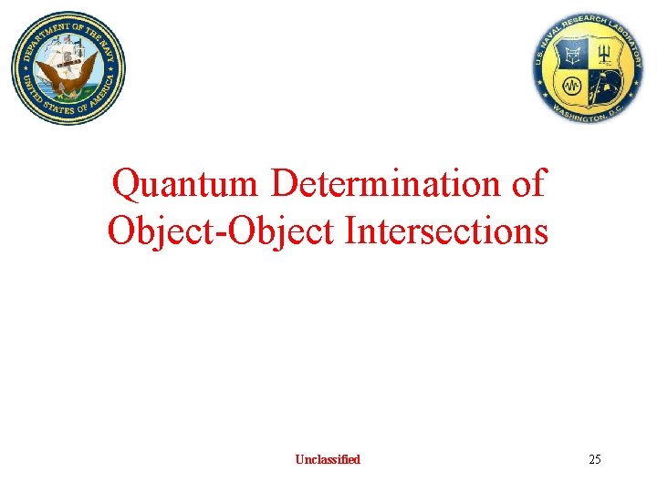 Quantum Determination of Object-Object Intersections Unclassified 25 Quantum Determination of Object-Object Intersections Unclassified 25