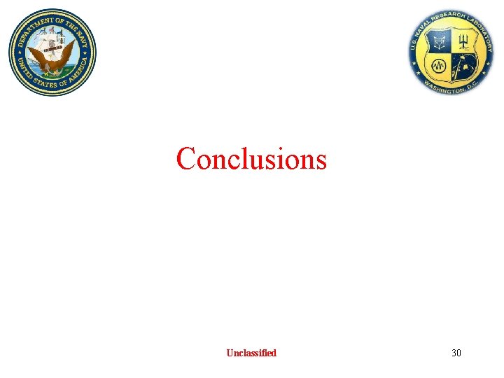 Conclusions Unclassified 30 Conclusions Unclassified 30