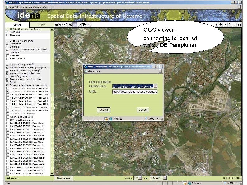 OGC viewer: connecting to local sdi wms (IDE Pamplona) 