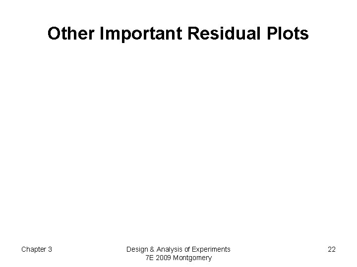 Other Important Residual Plots Chapter 3 Design & Analysis of Experiments 7 E 2009