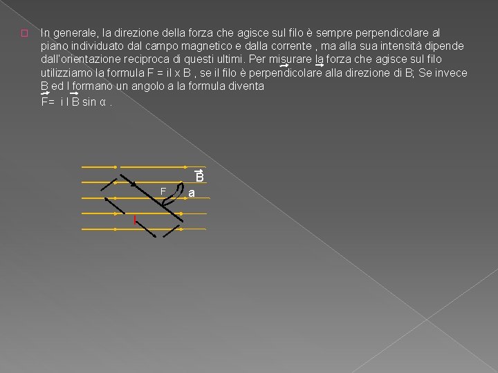 In generale, la direzione della forza che agisce sul filo è sempre perpendicolare al