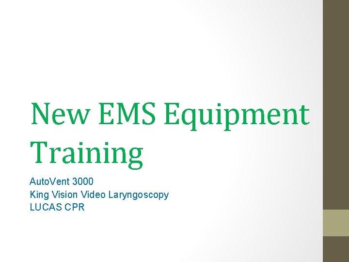New EMS Equipment Training Auto. Vent 3000 King Vision Video Laryngoscopy LUCAS CPR 