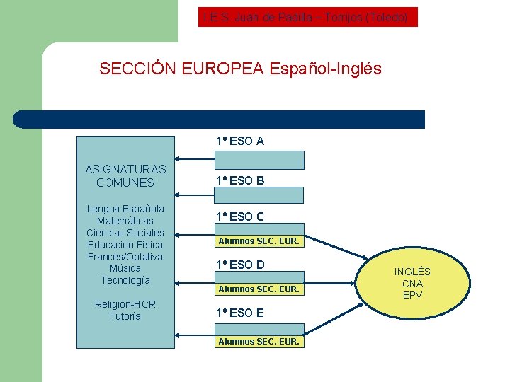 I. E. S. Juan de Padilla – Torrijos (Toledo) SECCIÓN EUROPEA Español-Inglés 1º ESO