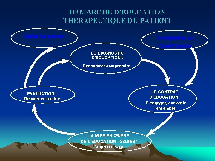 DEMARCHE D’EDUCATION THERAPEUTIQUE DU PATIENT Suivi du patient REFERENTIEL DE COMPETENCES LE DIAGNOSTIC D’EDUCATION