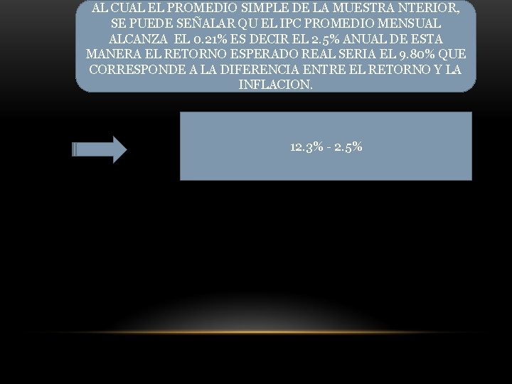 AL CUAL EL PROMEDIO SIMPLE DE LA MUESTRA NTERIOR, SE PUEDE SEÑALAR QU EL