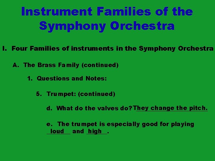Instrument Families of the Symphony Orchestra I. Four Families of instruments in the Symphony