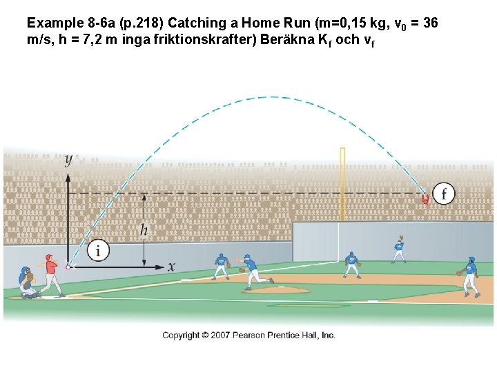 Example 8 -6 a (p. 218) Catching a Home Run (m=0, 15 kg, v