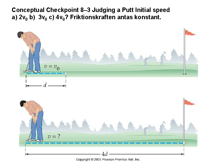 Conceptual Checkpoint 8– 3 Judging a Putt Initial speed a) 2 v 0 b)