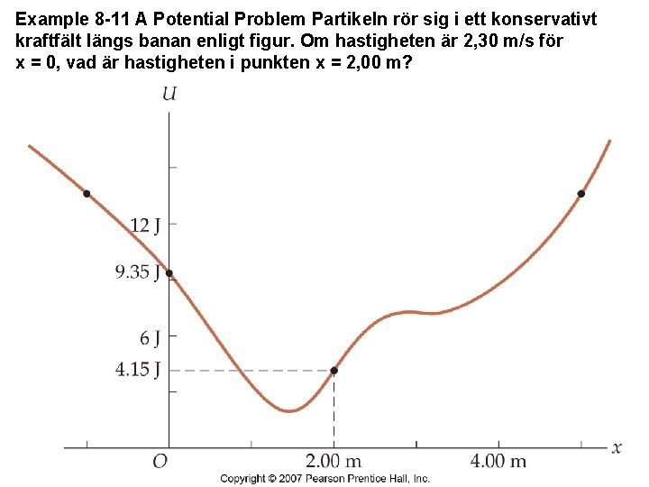 Example 8 -11 A Potential Problem Partikeln rör sig i ett konservativt kraftfält längs