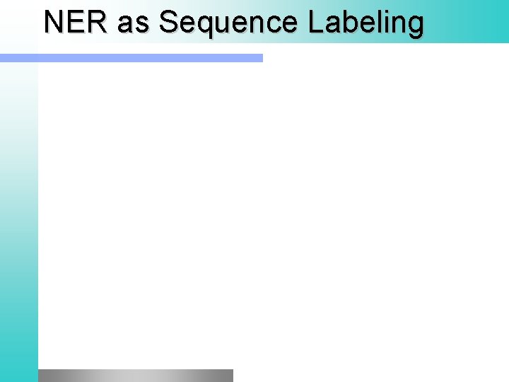 NER as Sequence Labeling 