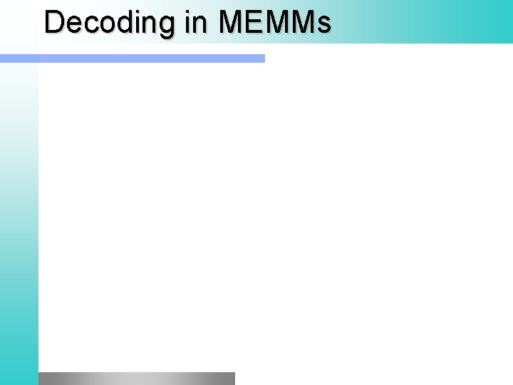 Decoding in MEMMs 