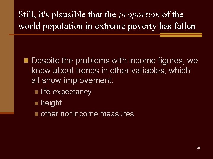 Still, it's plausible that the proportion of the world population in extreme poverty has