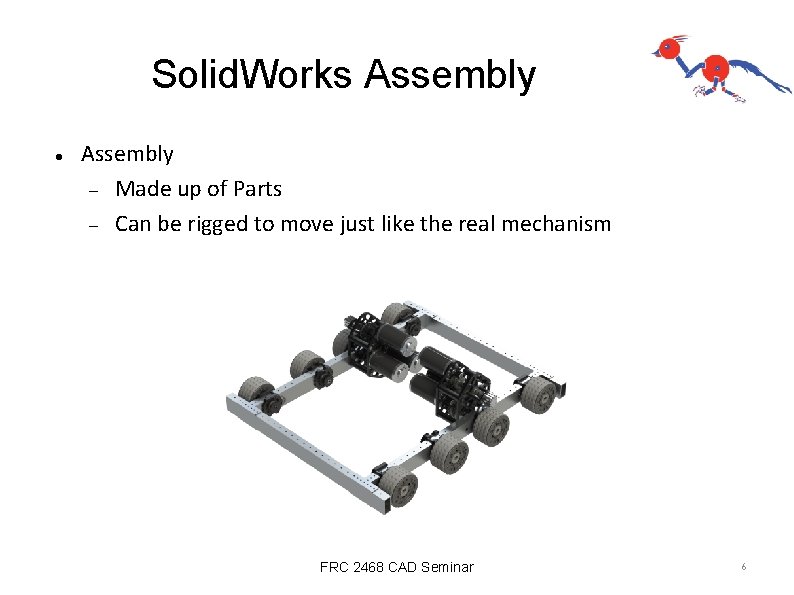 Solid. Works Assembly Made up of Parts Can be rigged to move just like