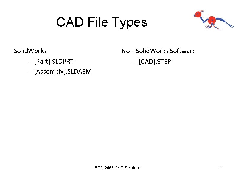 CAD File Types Solid. Works [Part]. SLDPRT [Assembly]. SLDASM Non-Solid. Works Software – [CAD].