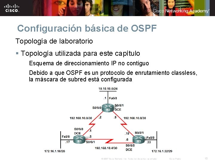 Configuración básica de OSPF Topología de laboratorio § Topología utilizada para este capítulo Esquema