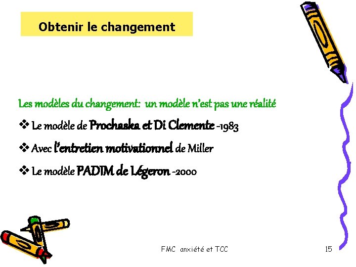 Obtenir le changement Les modèles du changement: un modèle n’est pas une réalité v