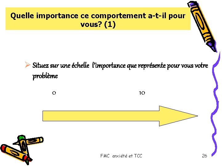 Quelle importance ce comportement a-t-il pour vous? (1) Ø Situez sur une échelle l’importance