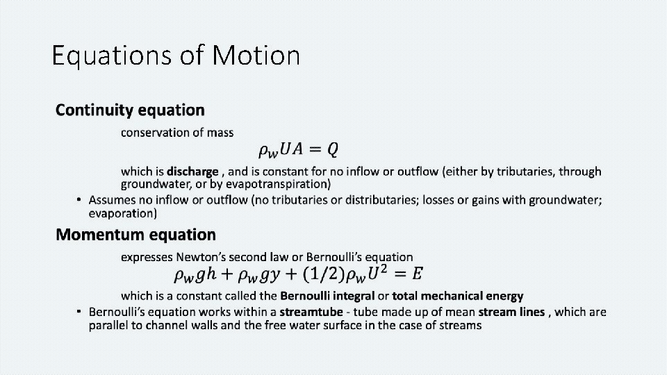 Equations of Motion • 