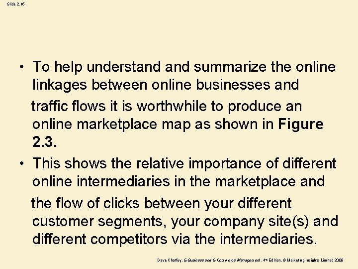 Slide 2. 15 • To help understand summarize the online linkages between online businesses