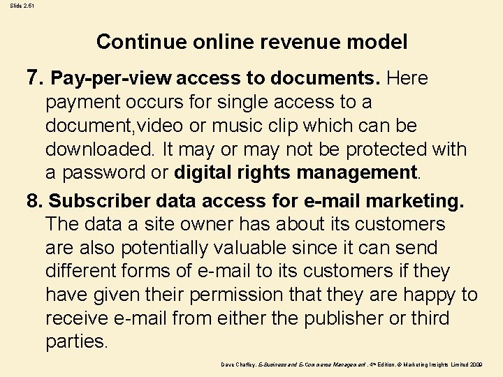 Slide 2. 51 Continue online revenue model 7. Pay-per-view access to documents. Here payment