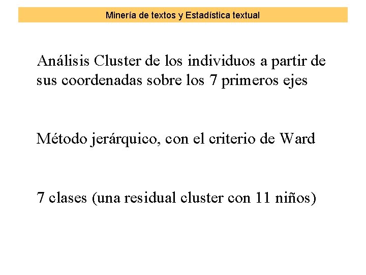 Minería de textos y Estadística textual Análisis Cluster de los individuos a partir de