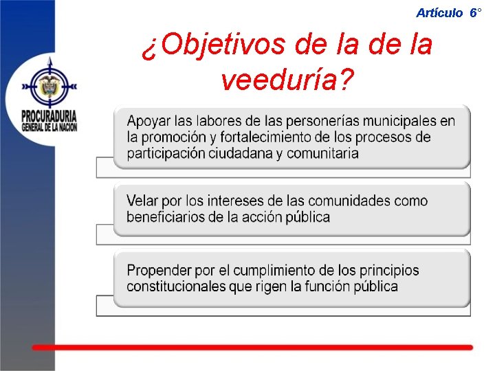 Artículo 6° ¿Objetivos de la veeduría? 