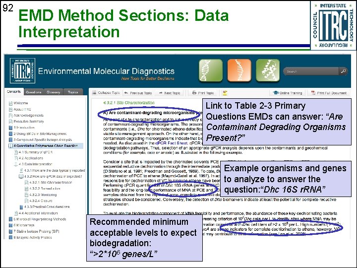 92 EMD Method Sections: Data Interpretation Link to Table 2 -3 Primary Questions EMDs