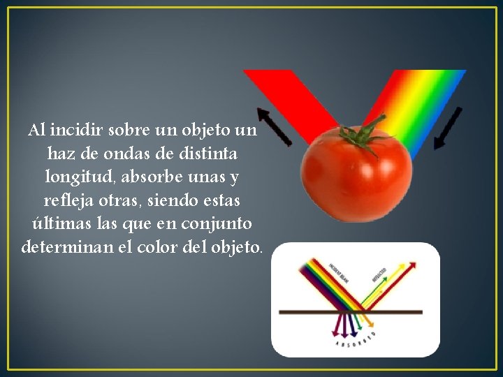 Al incidir sobre un objeto un haz de ondas de distinta longitud, absorbe unas Al incidir sobre un objeto un haz de ondas de distinta longitud, absorbe unas