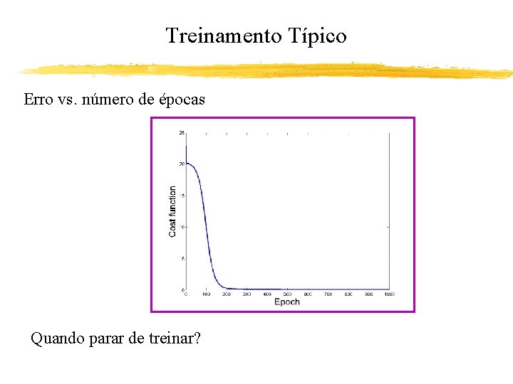 Treinamento Típico Erro vs. número de épocas Quando parar de treinar? 