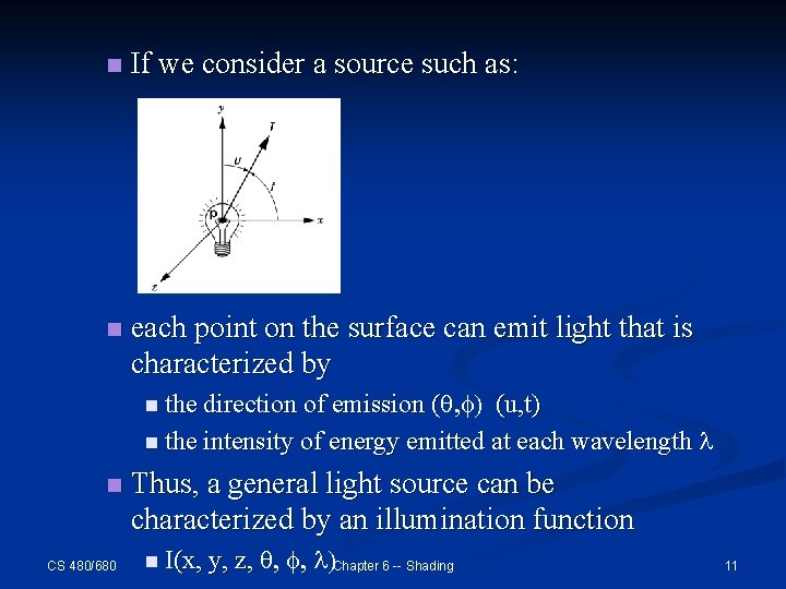 n If we consider a source such as: n each point on the surface
