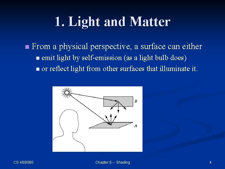 1. Light and Matter n From a physical perspective, a surface can either n