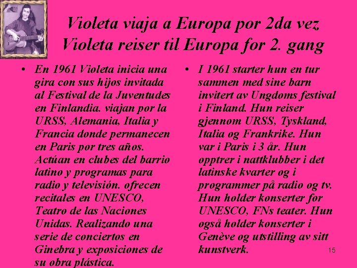 Violeta viaja a Europa por 2 da vez Violeta reiser til Europa for 2. Violeta viaja a Europa por 2 da vez Violeta reiser til Europa for 2.