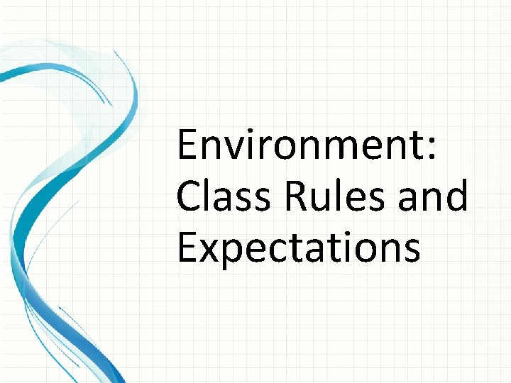 Environment: Class Rules and Expectations 